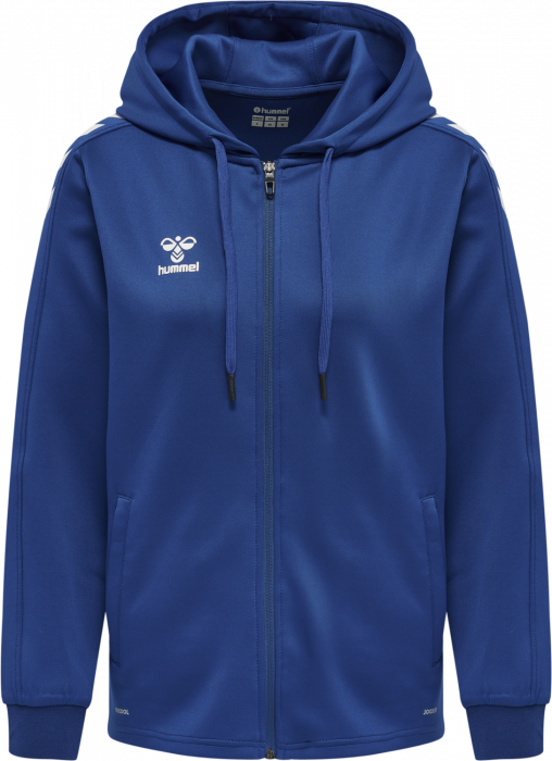 Hummel - Core Xk Poly Hoodie With Zipper Women - True Blue & branco